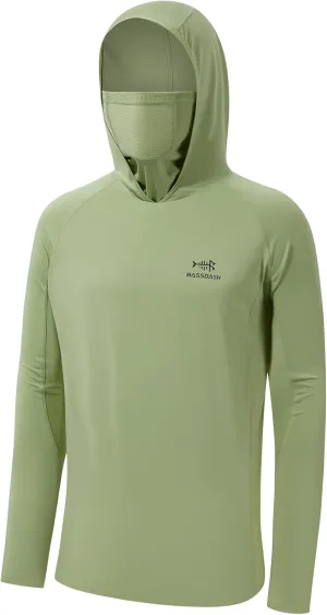 BASSDASH UPF 50  Men??s Long Sleeve Fishing Shirt with Mask UV Neck Gaiter Hoodie