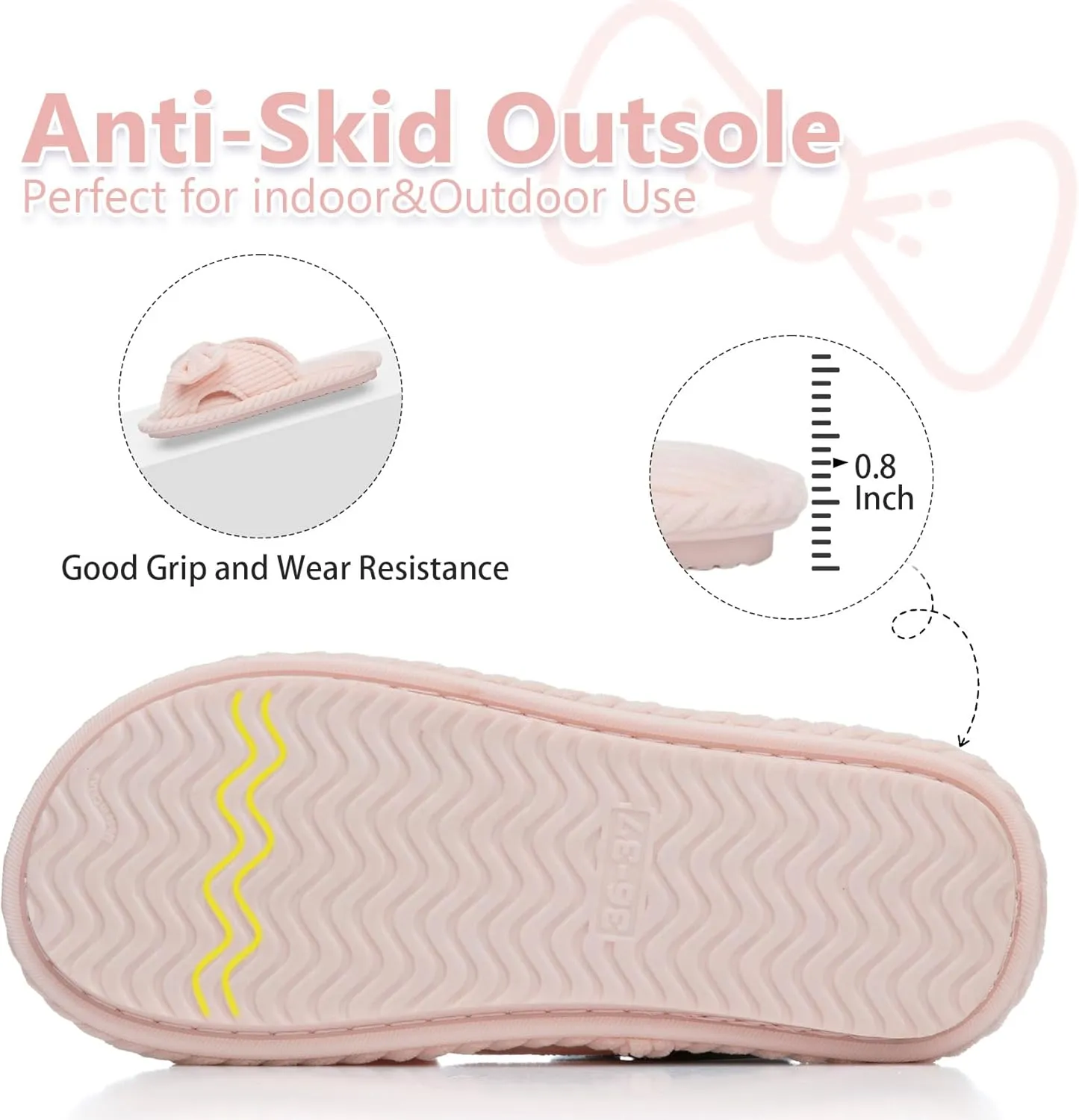Cute Slippers for Women Indoor and Outdoor Cozy Soft Bow Open Toe Womens Slippers with Memory Foam Anti-Skid Sole Slides Spa Birthday Gifts for Women Mom Her Ladies Bridesmaid