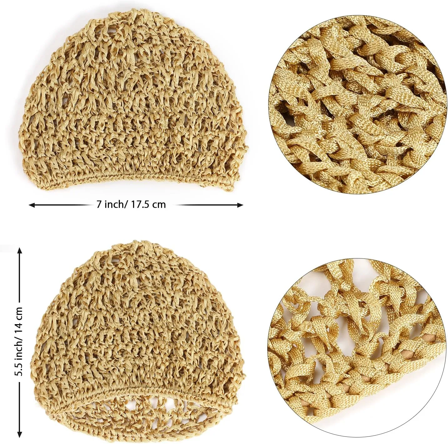 Etercycle 3 Pieces Mesh Crochet Hair Net Snoods for Women, Soft Rayon Knit Crochet Hairnet Hair Cover Accessory for Sleeping