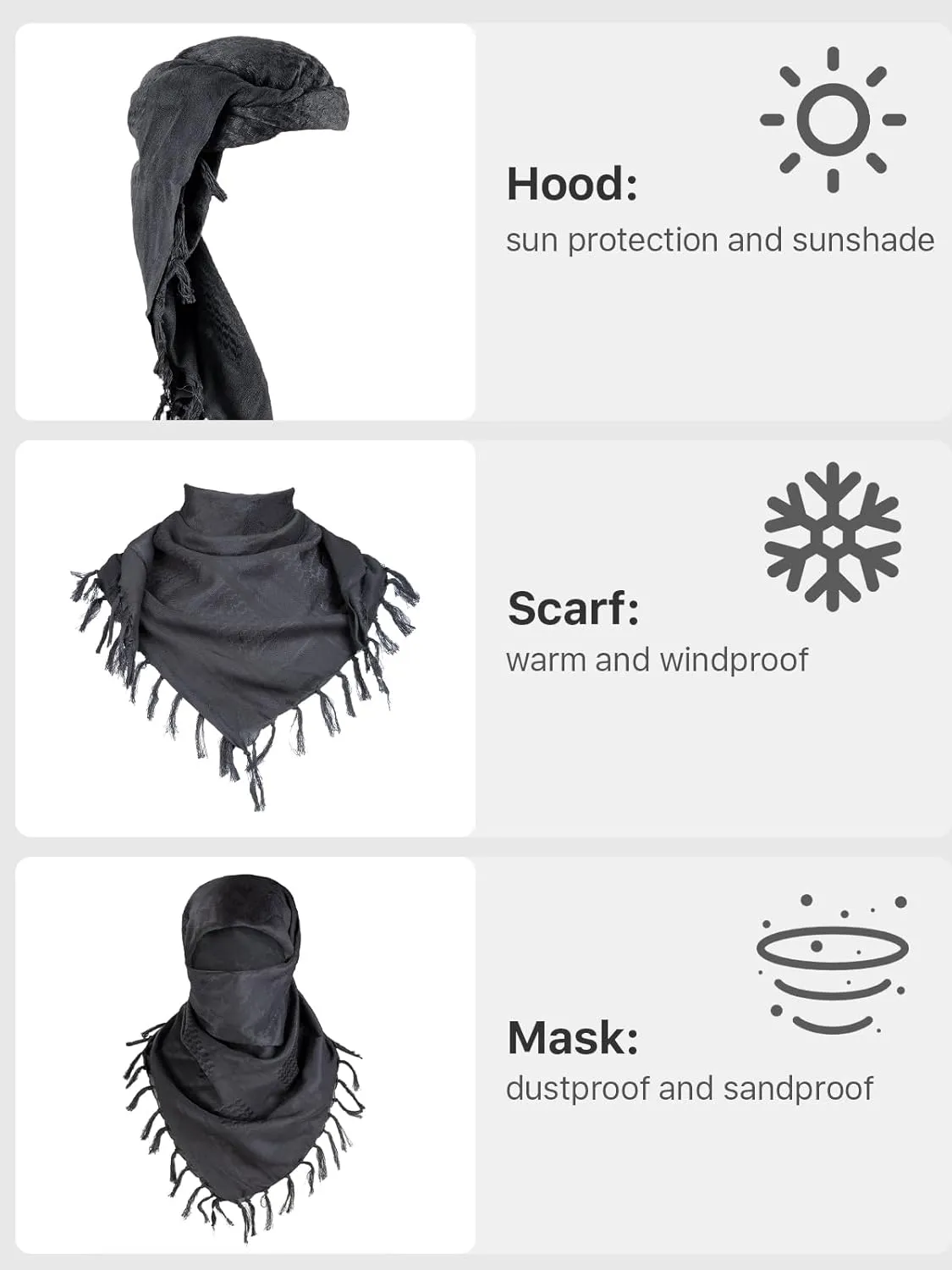 FREE SOLDIER Scarf Military Shemagh Tactical Desert Keffiyeh Head Neck Scarf Arab Wrap with Tassel for Men Women
