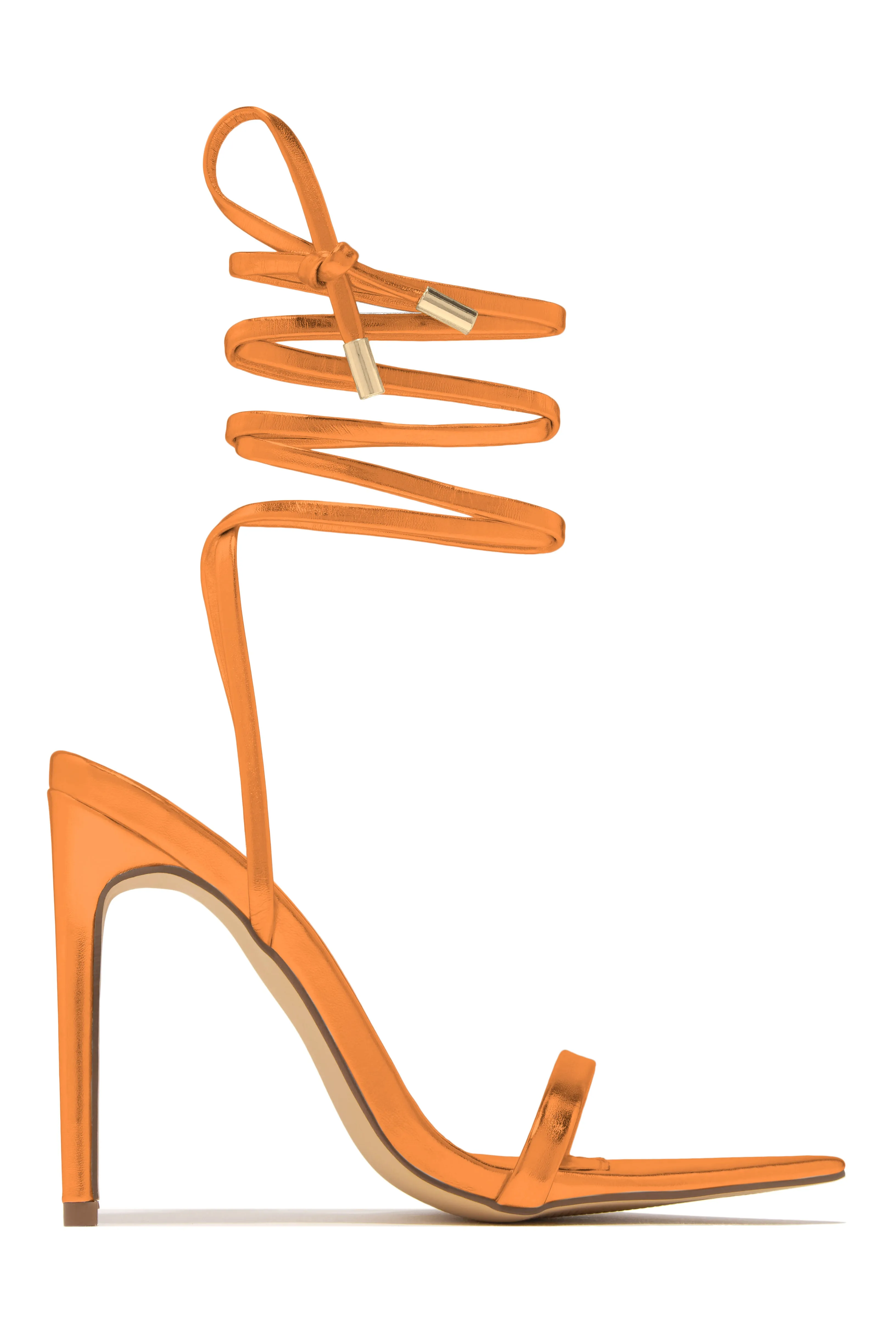 Into The Night Lace Up High Heels - Gold