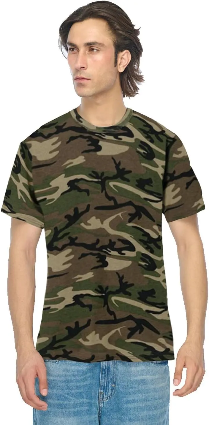 JustBlanks Men's Camouflage Tee Shirts - 100% Cotton Short-Sleeve T- Shirt - Military Camo Crewneck Shirt for Men