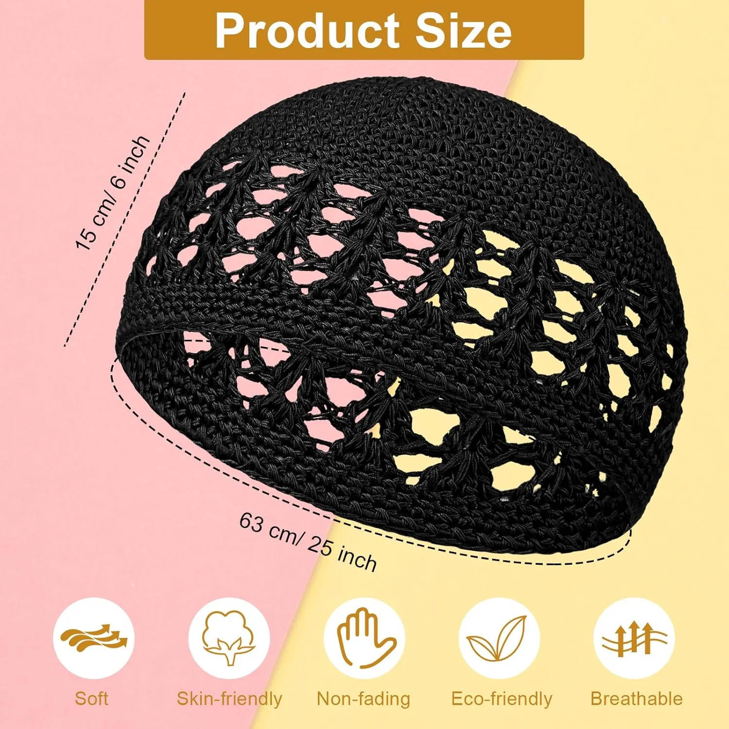 Kufi Hat for Men Knit Kufi Cap Crochet Beanie Skull Beanie for Men Women