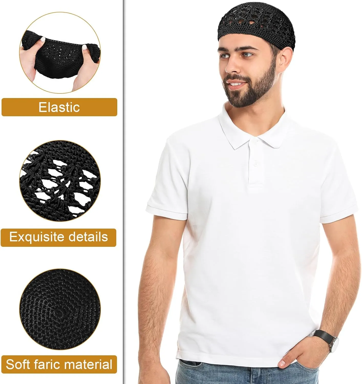 Kufi Hat for Men Knit Kufi Cap Crochet Beanie Skull Beanie for Men Women