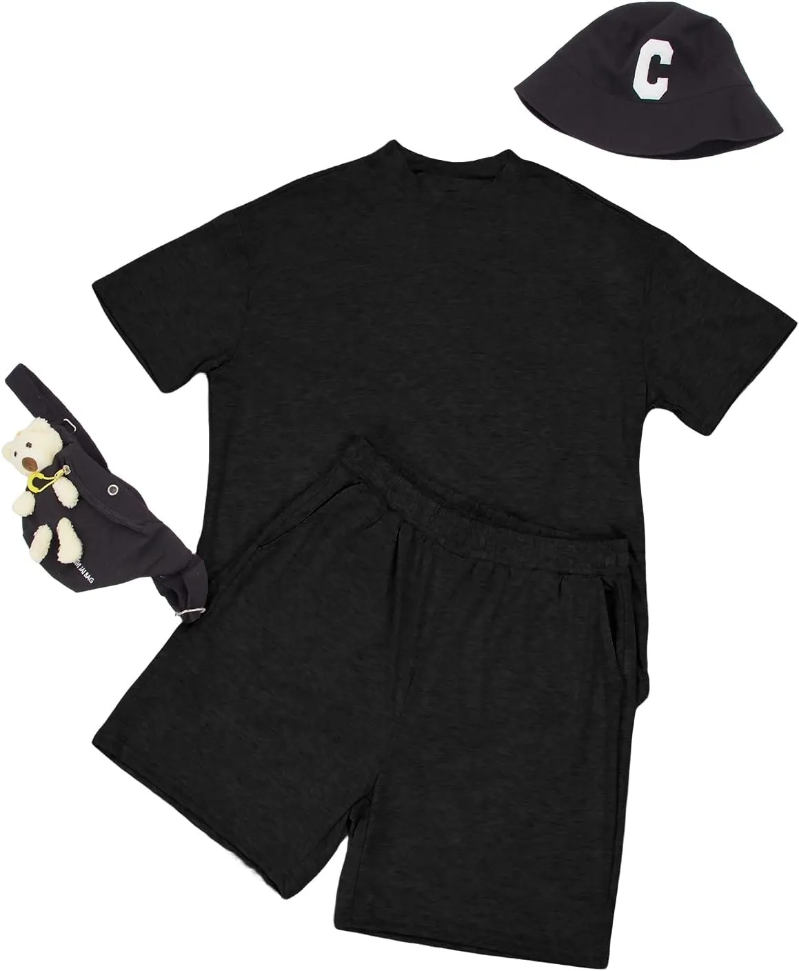 Lexiart Mens 2 Piece Outfits Casual Tracksuit Shorts Summer Sweatsuit Oversize Short Sleeve Sport Set