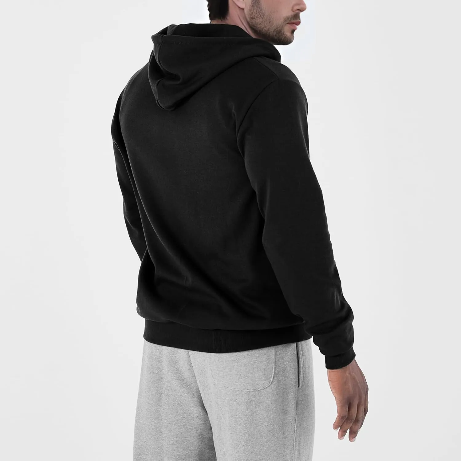 Ohoo Mens Slim Fit Zip Up Hoodies Sweatshirt Lightweight Long Sleeve with Kanga Pocket